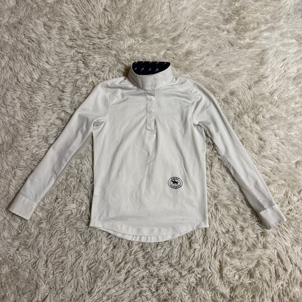 Child’s S White Essex Classics Long Sleeve Horseback Riding Show Shirt. Good Con